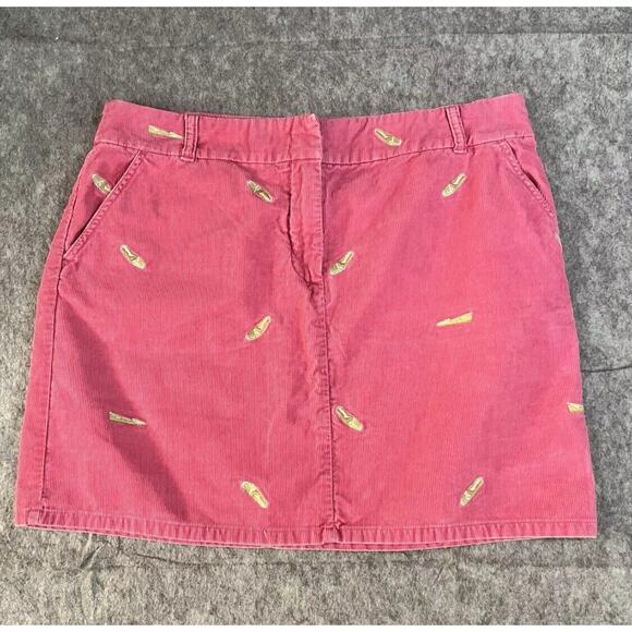J.CREW Dresses & Skirts - J Crew Skirt Corduroy Mini Skirt Shoes Preppy Sperry Embroidered 14 W 36” Pink